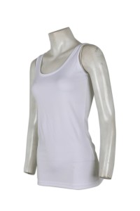 VT112 ladies long vest tee design tailor made round neck vest t gym sporty vest Hong Kong supplier